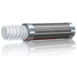   PTFE TEFLON TÖMLŐ HULLÁMOS BELSŐVEL 1 ACÉLFONAT BORÍTÁSSAL DN25